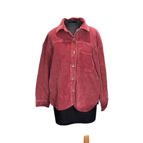 Kensie Jeans Corduroy Button-Up Shirt - M - Red - Kensie Jeans Label - Picture 1 of 10